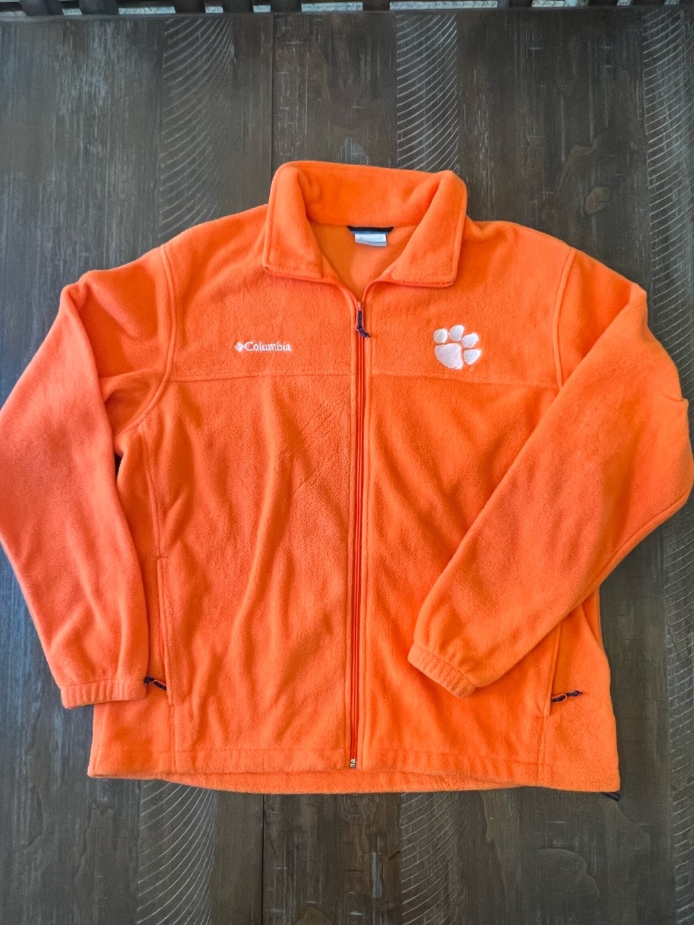 Columbia Clemson Tigers Men’s XL Orange Fleece Jacket Paw Logo Full Zip